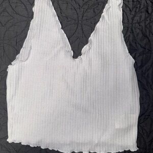 Elegant White Ribbed Tank Top